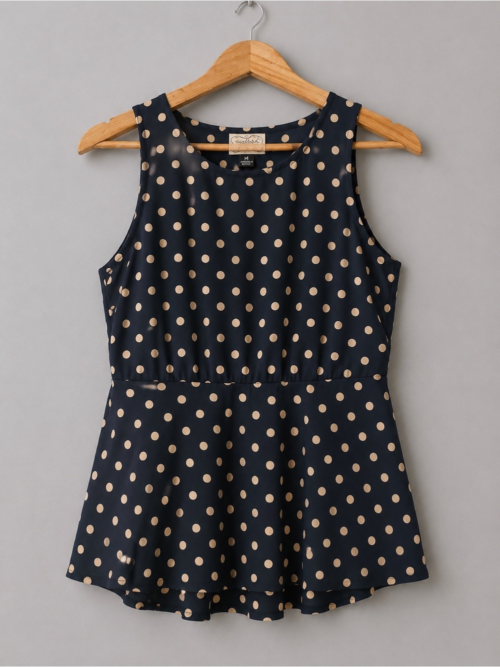 eyelash couture Navy Polka Dot Peplum  top